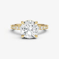 Round Petite Diamond Band Soliatire Engagement Ring