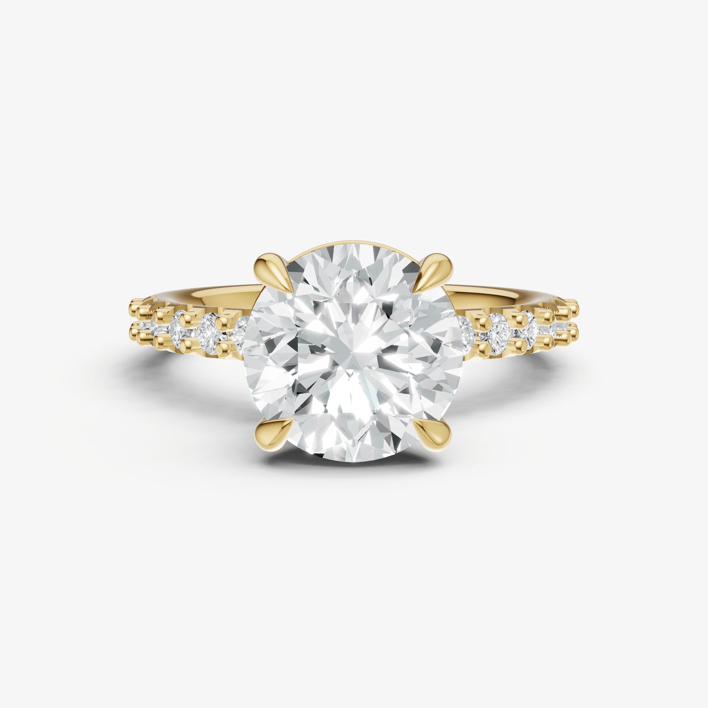 Round 6 Claw Diamond Band Engagement Ring