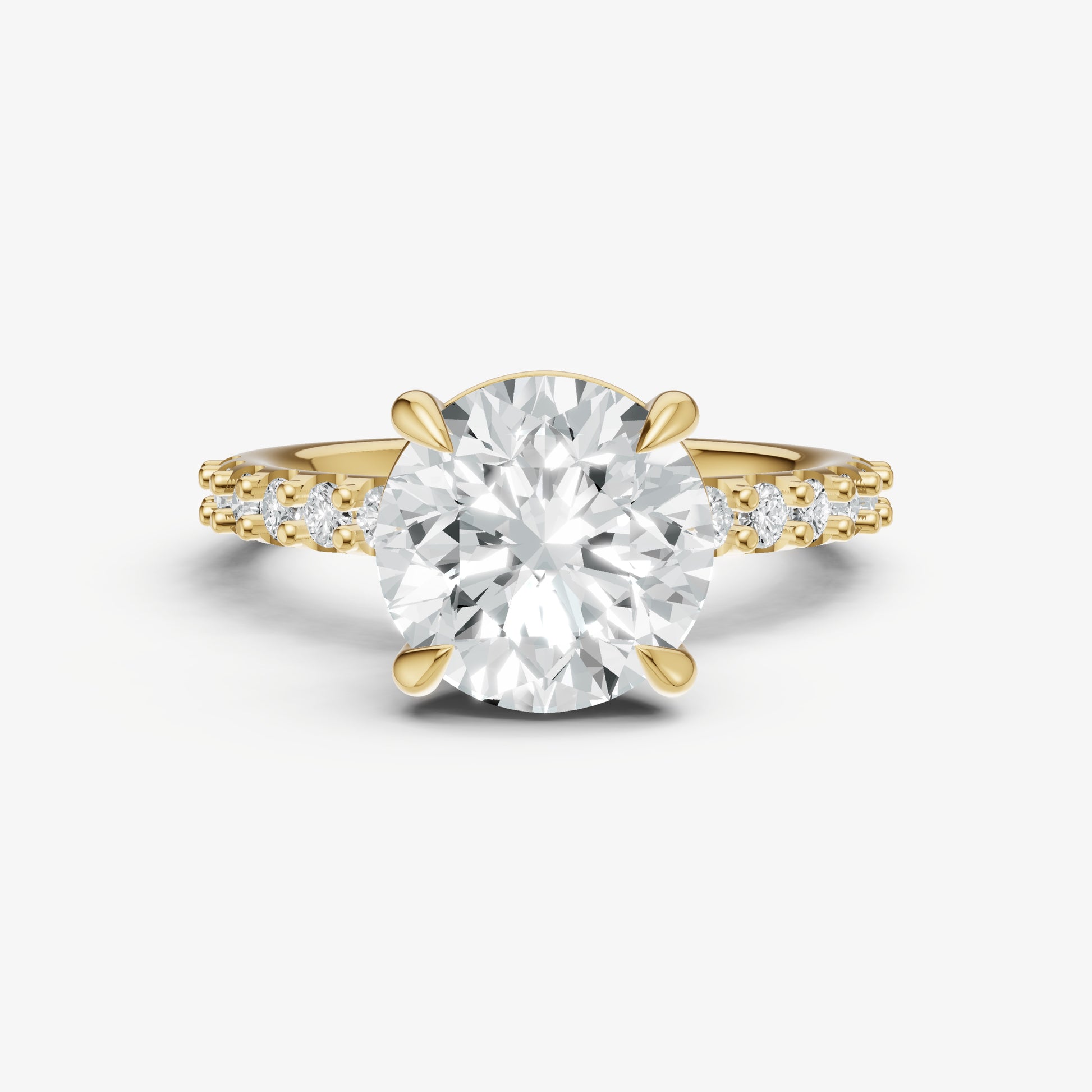 Round 6 Claw Diamond Band Engagement Ring