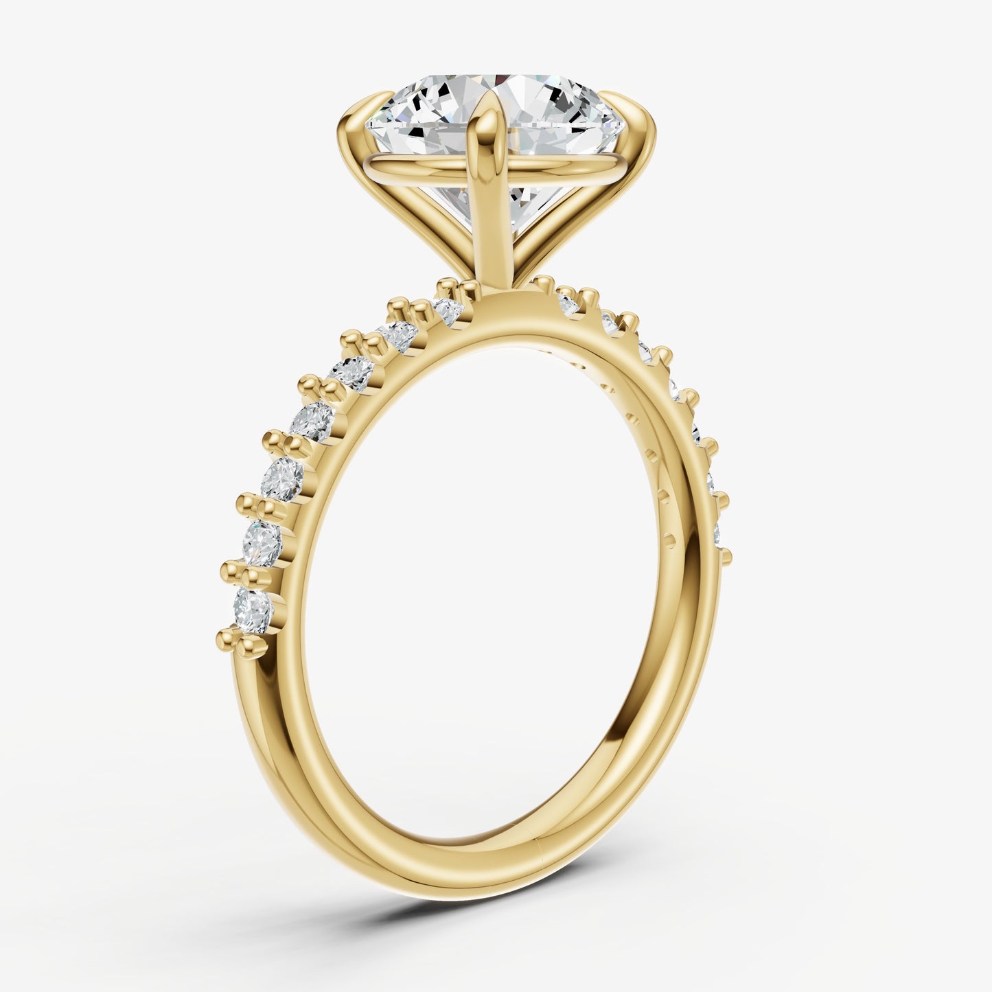 Round 6 Claw Diamond Band Engagement Ring