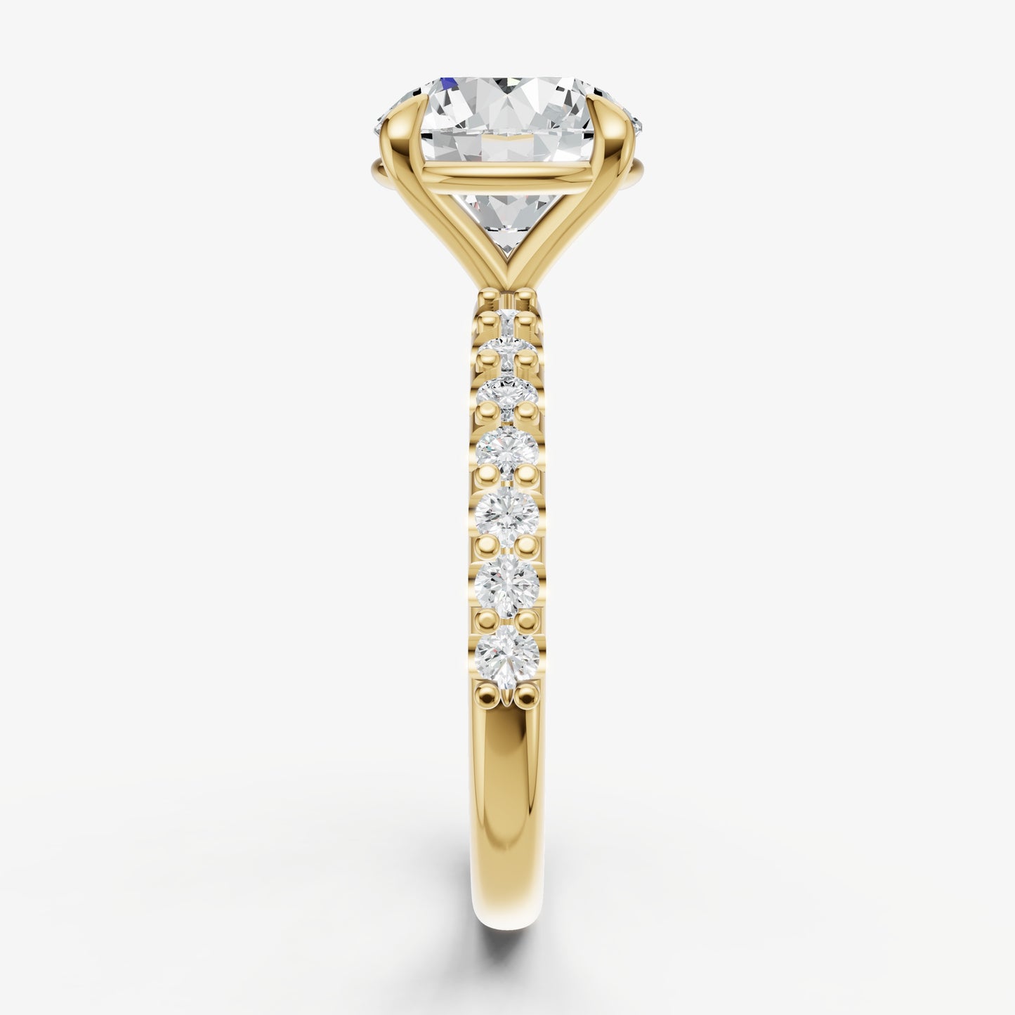 Round 6 Claw Diamond Band Engagement Ring