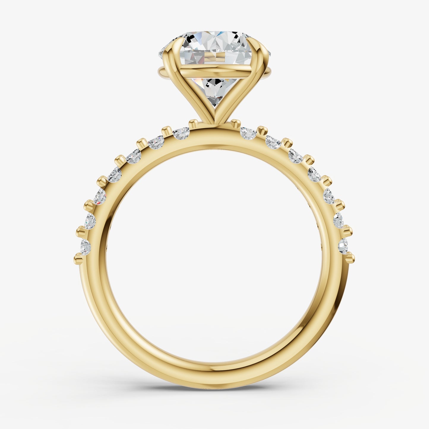 Round 6 Claw Diamond Band Engagement Ring