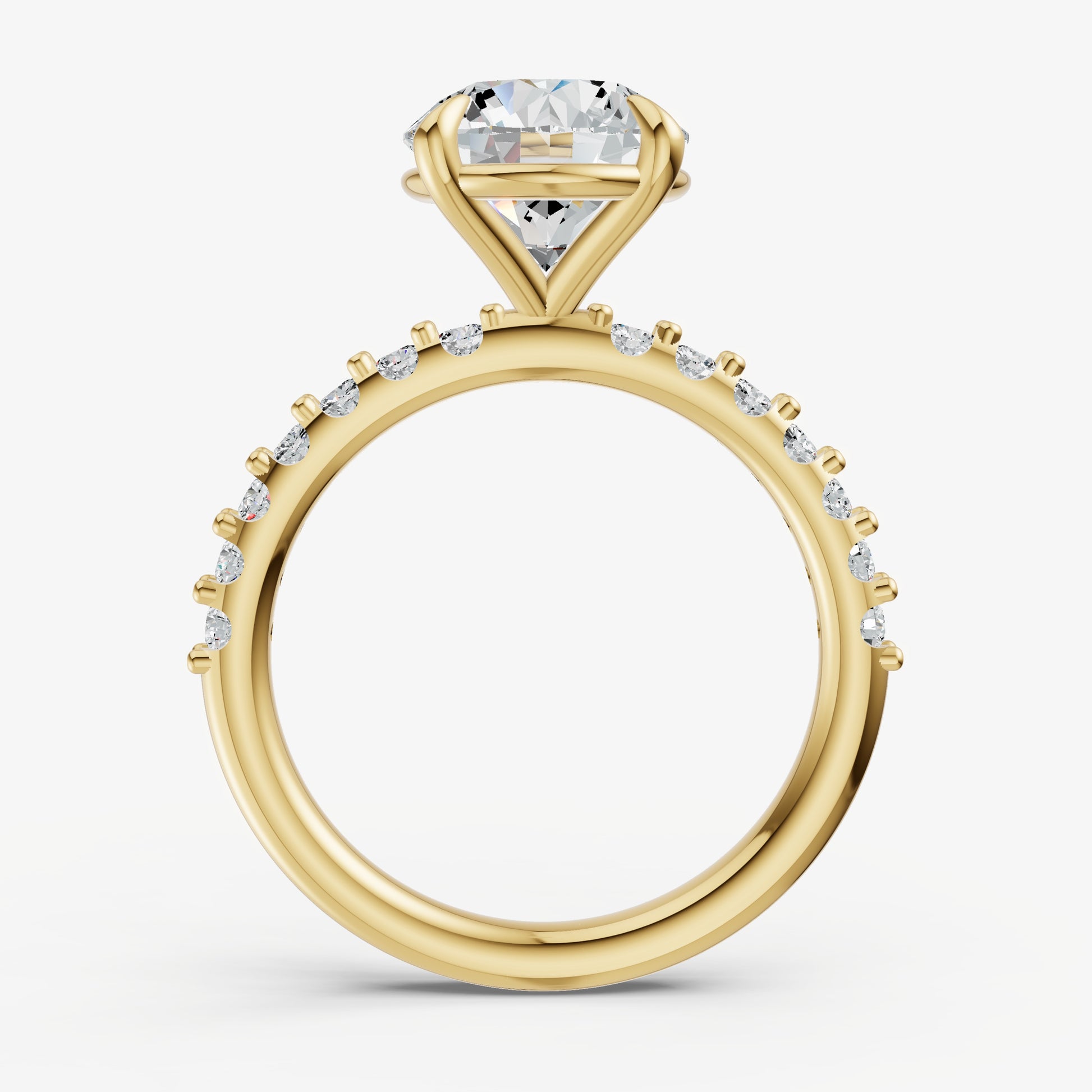 Round 6 Claw Diamond Band Engagement Ring