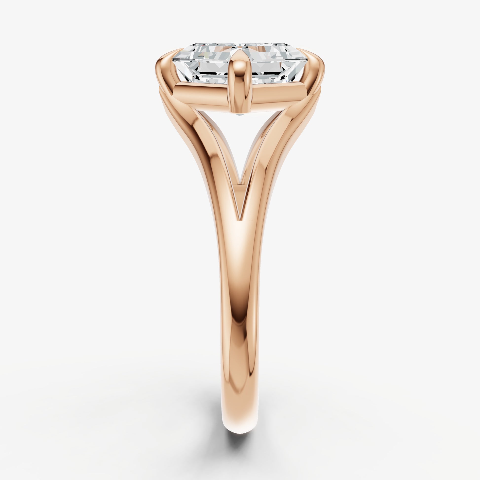 Asscher Split Band Engagement Ring