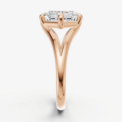 Asscher Split Band Engagement Ring