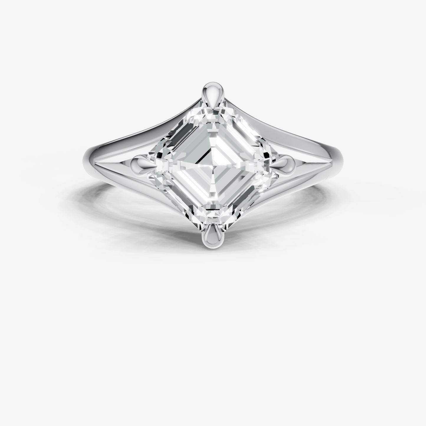 Asscher Split Band Engagement Ring