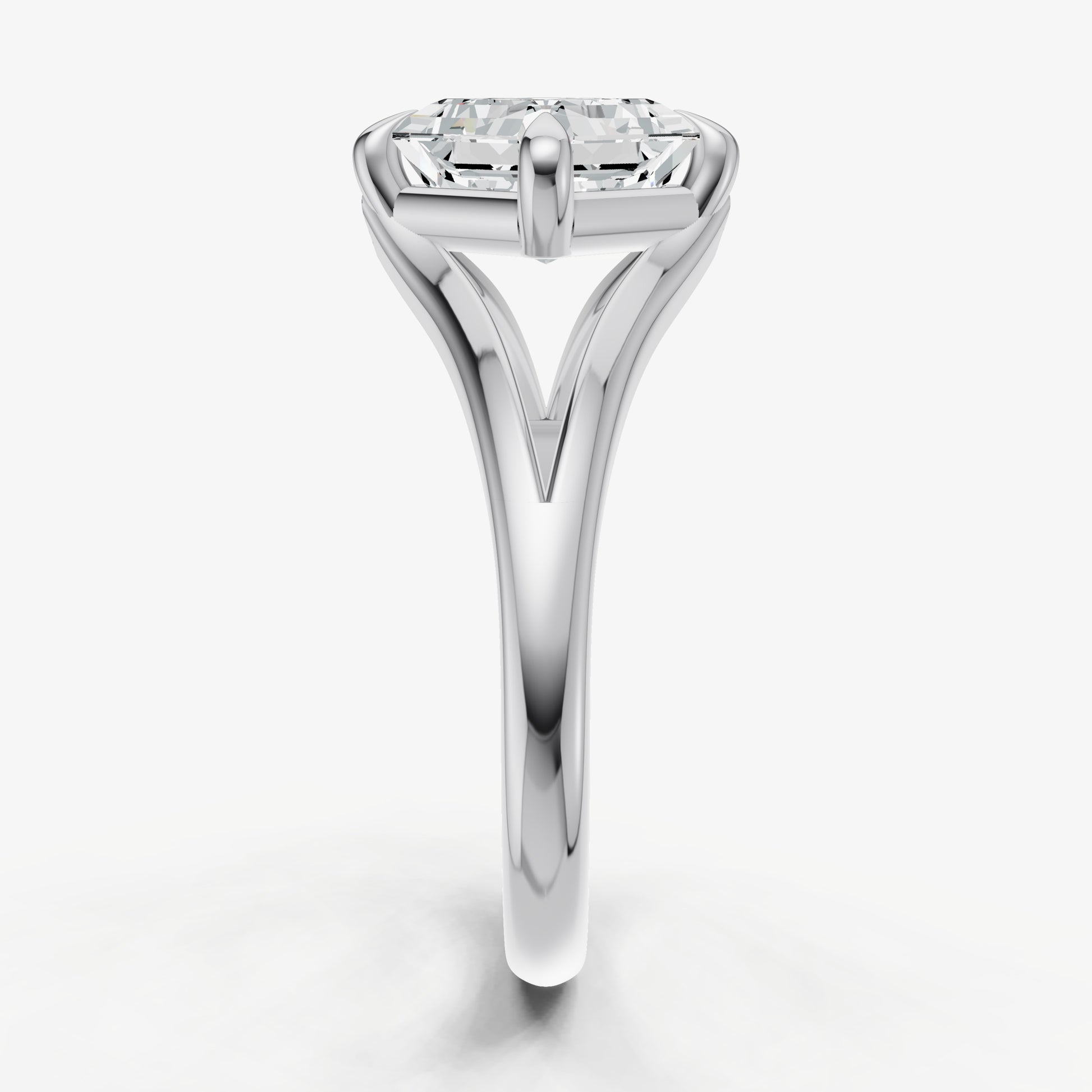 Asscher Split Band Engagement Ring