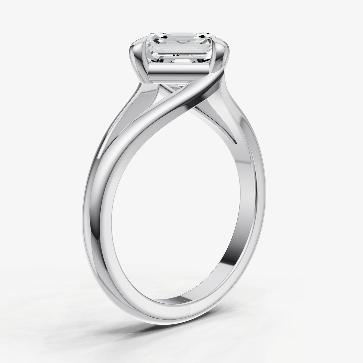 Asscher Split Band Engagement Ring