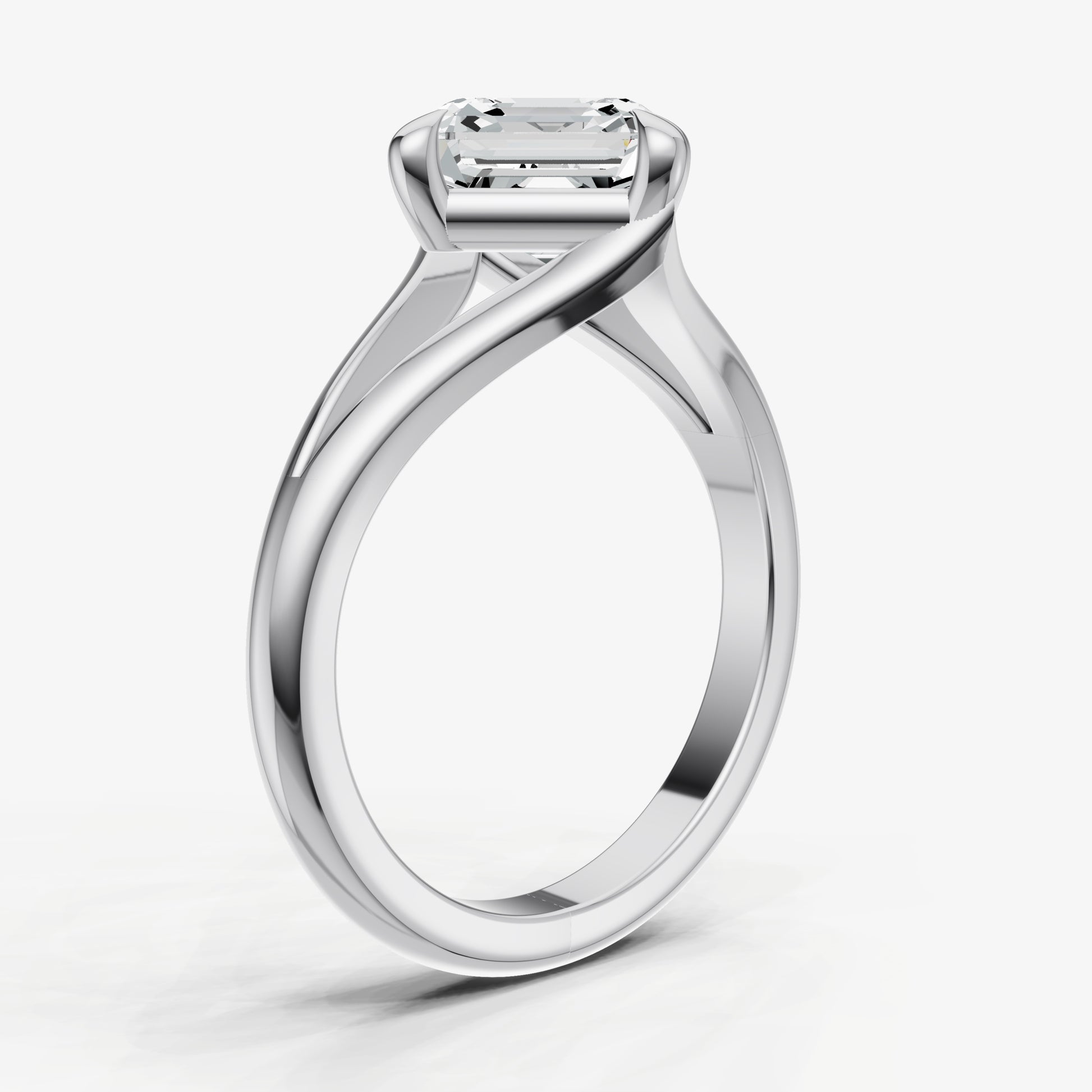 Asscher Split Band Engagement Ring