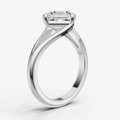 Asscher Split Band Engagement Ring