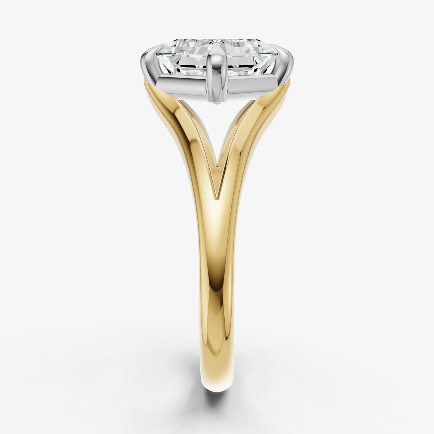 Asscher Split Band Engagement Ring