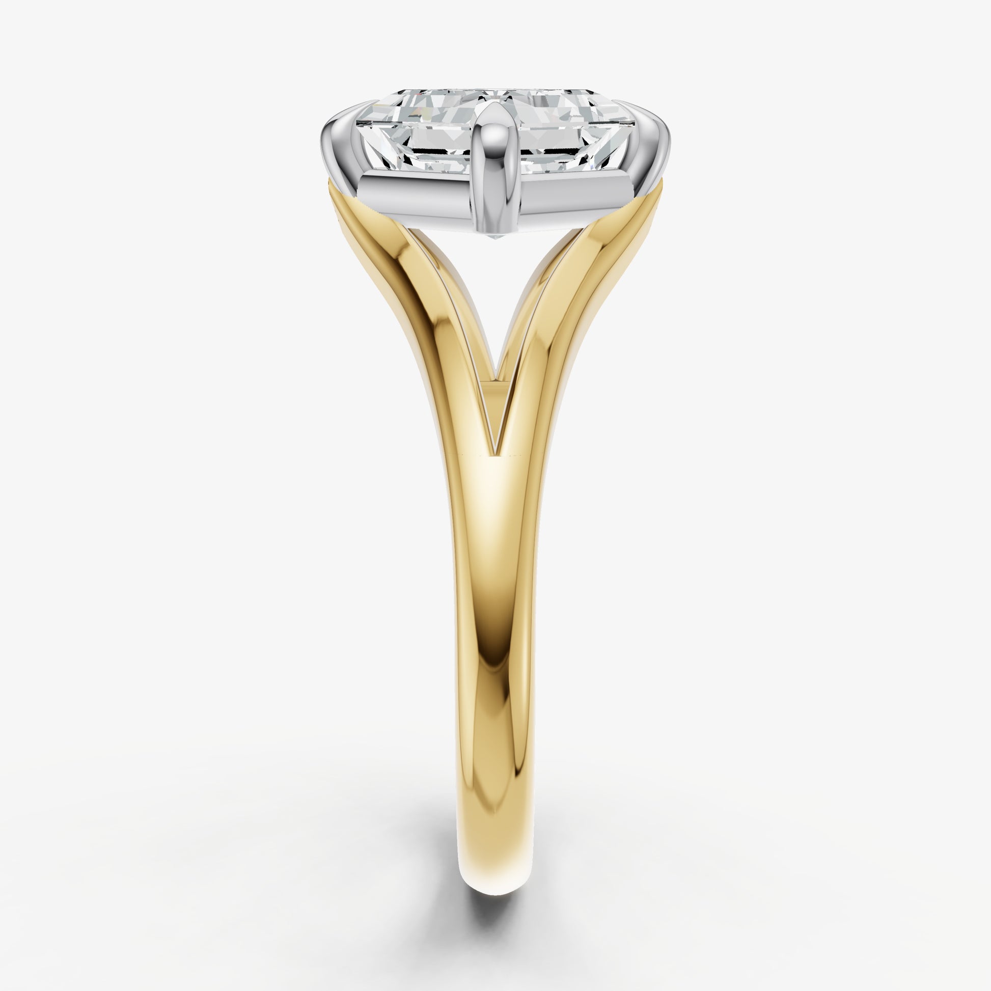 Asscher Split Band Engagement Ring