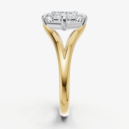 Asscher Split Band Engagement Ring