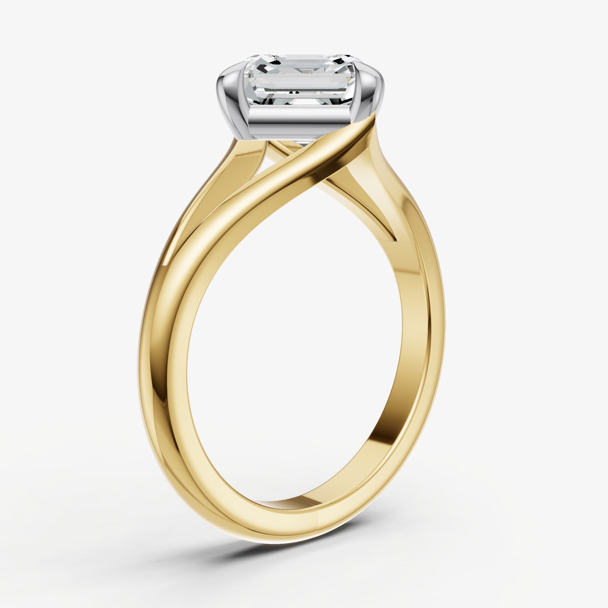 Asscher Split Band Engagement Ring