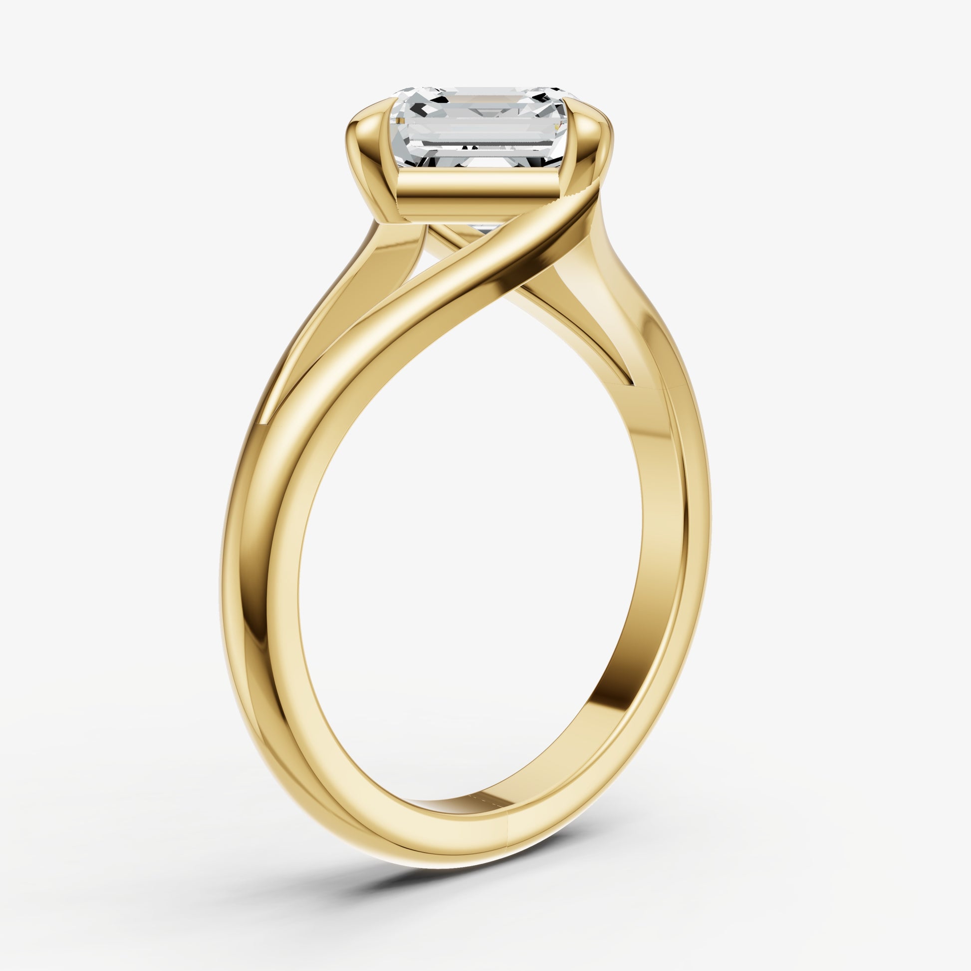 Asscher Split Band Engagement Ring