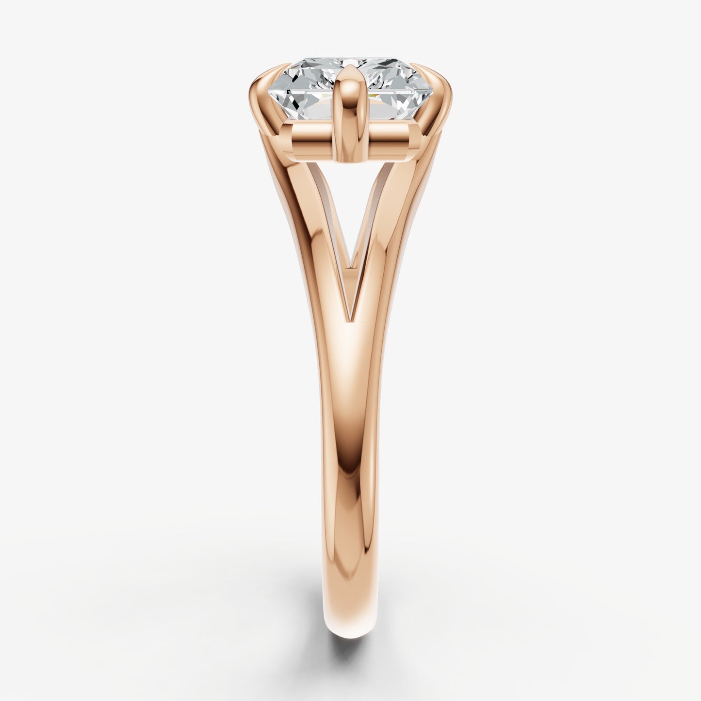 Emerald Split Band Engagement Ring