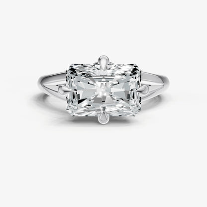 Emerald Split Band Engagement Ring