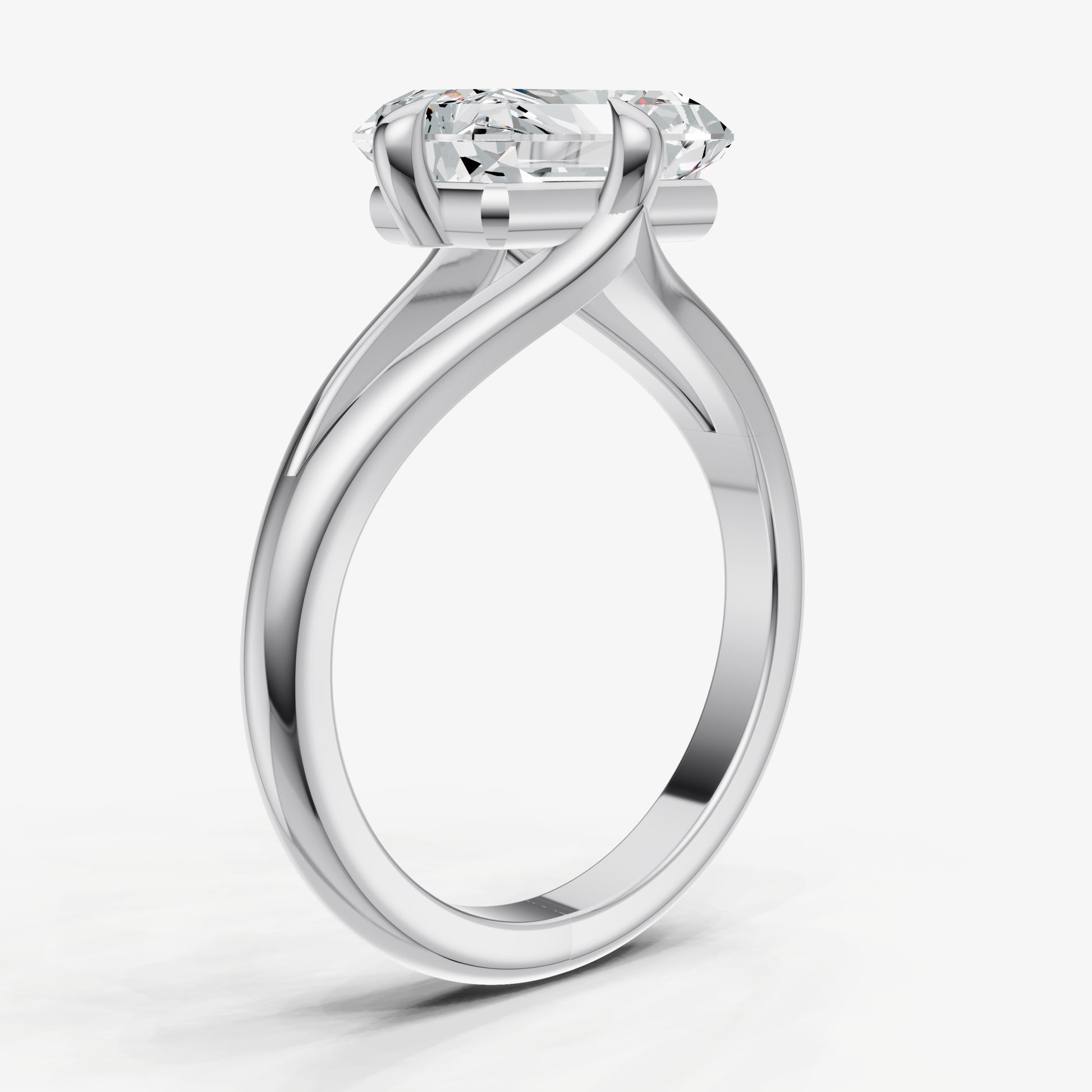 Emerald Split Band Engagement Ring