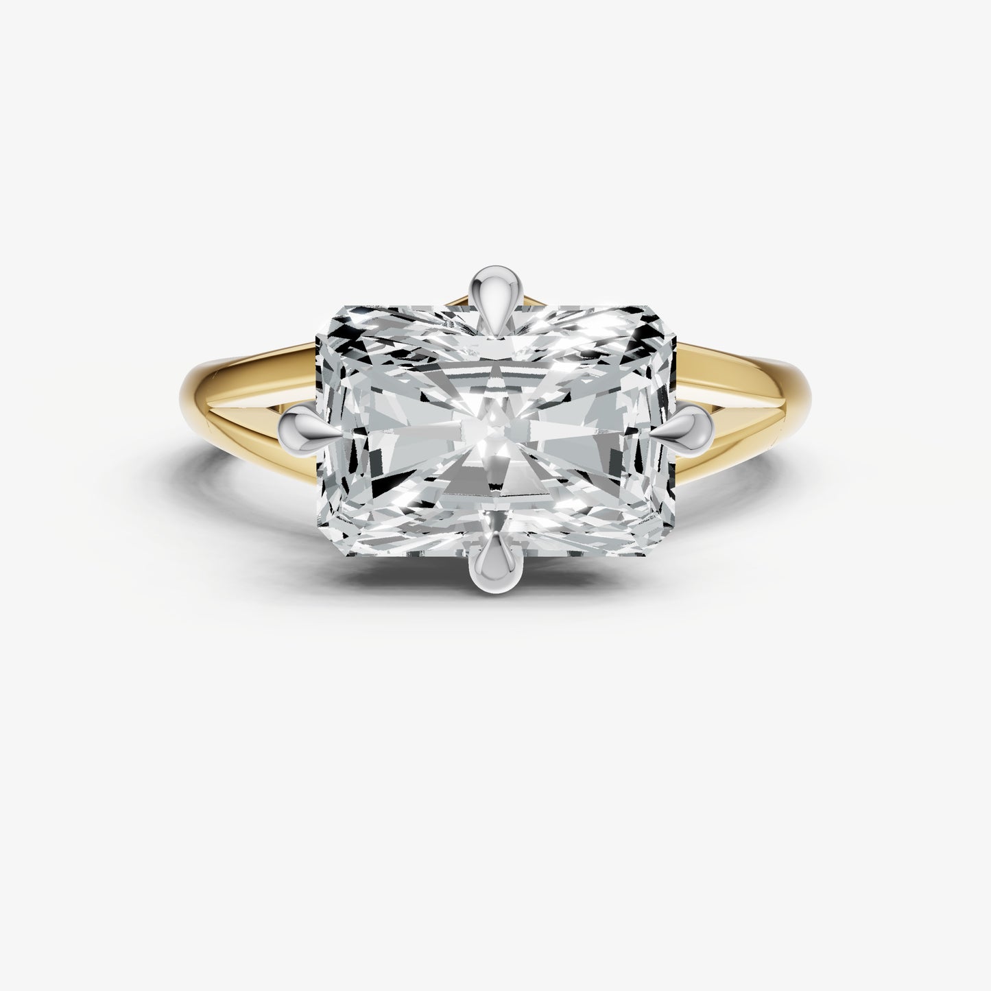 Emerald Split Band Engagement Ring