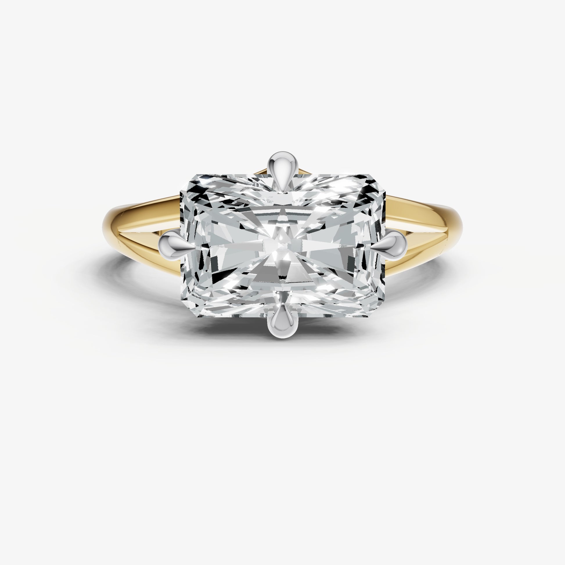 Emerald Split Band Engagement Ring
