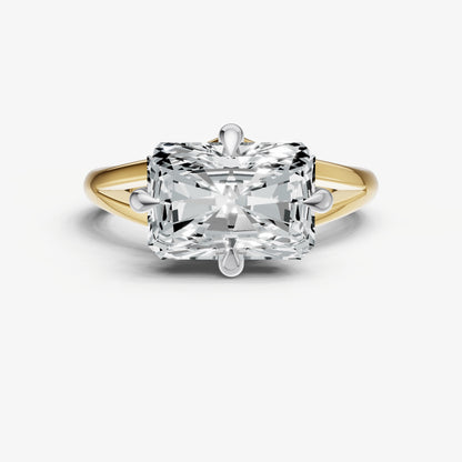 Emerald Split Band Engagement Ring