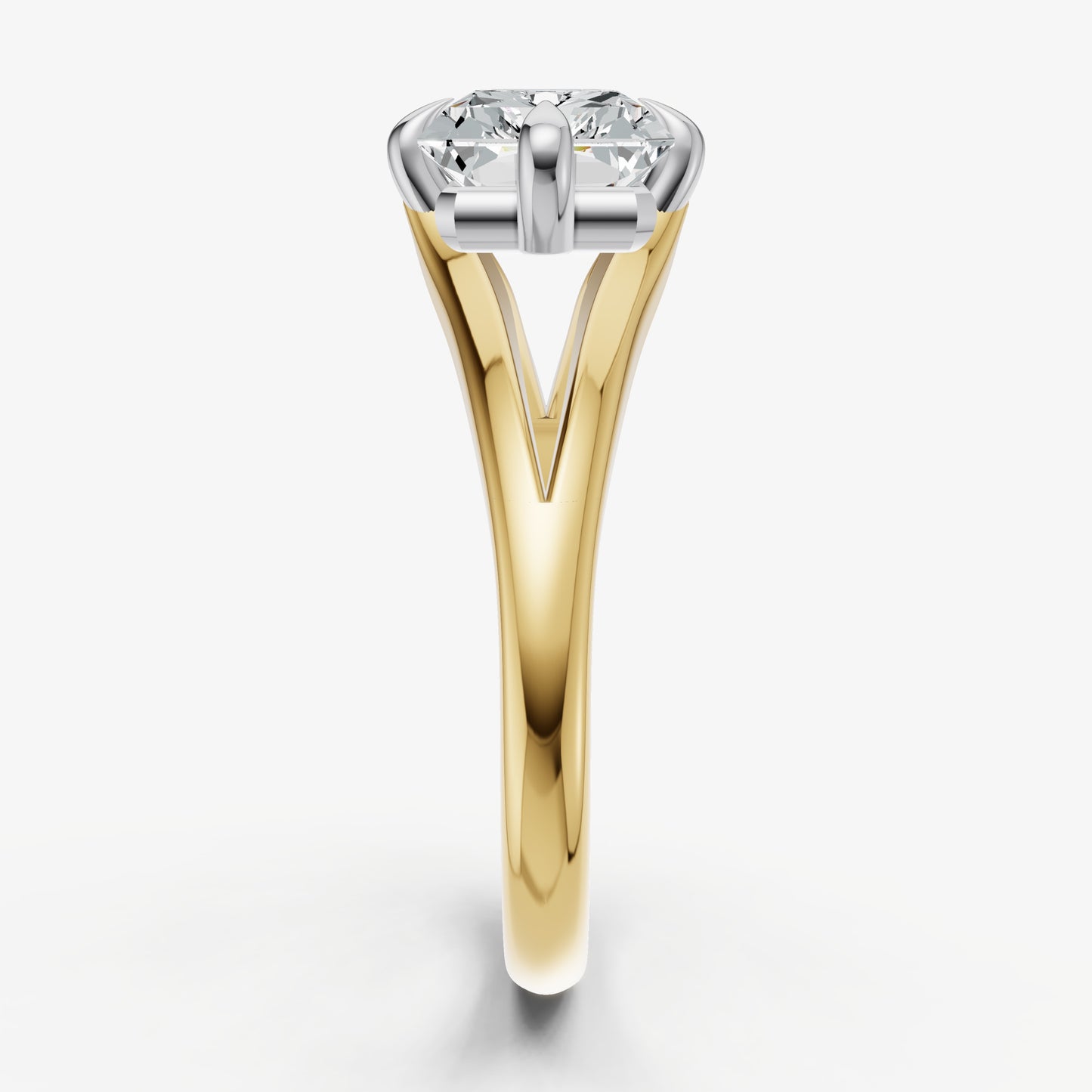 Emerald Split Band Engagement Ring