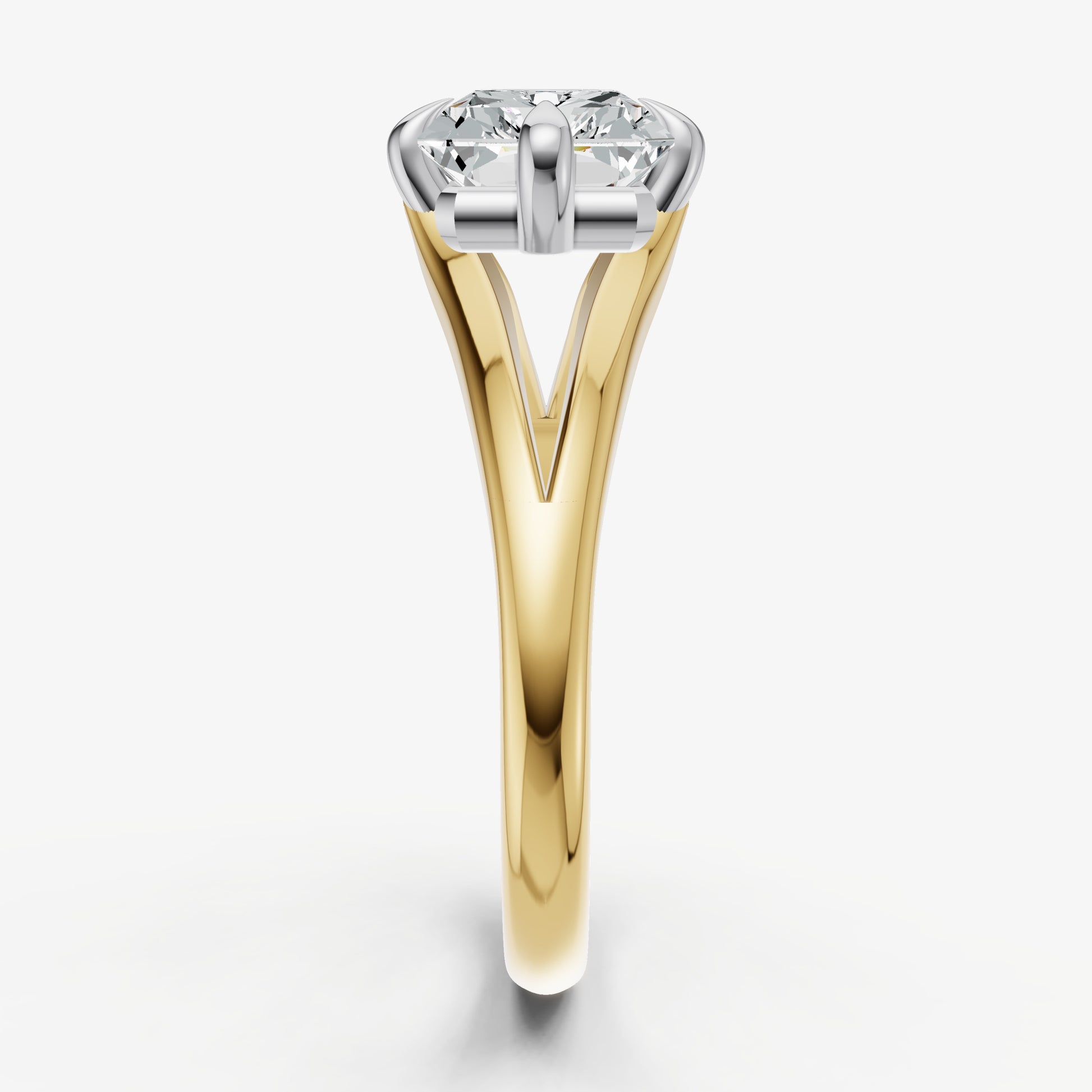 Emerald Split Band Engagement Ring