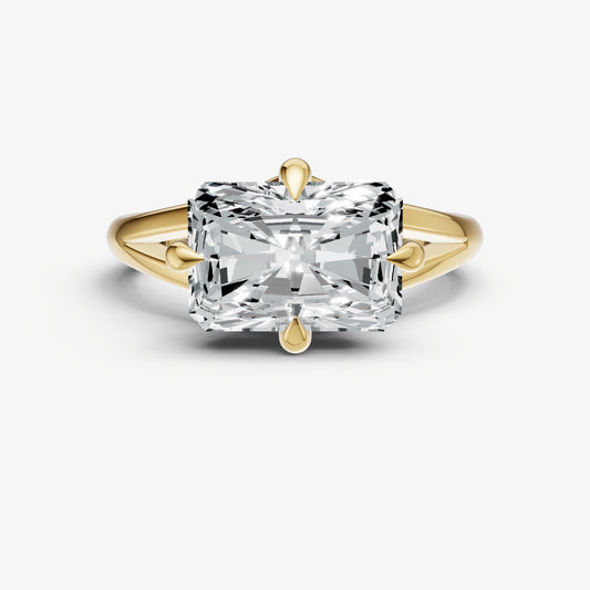 Emerald Split Band Engagement Ring