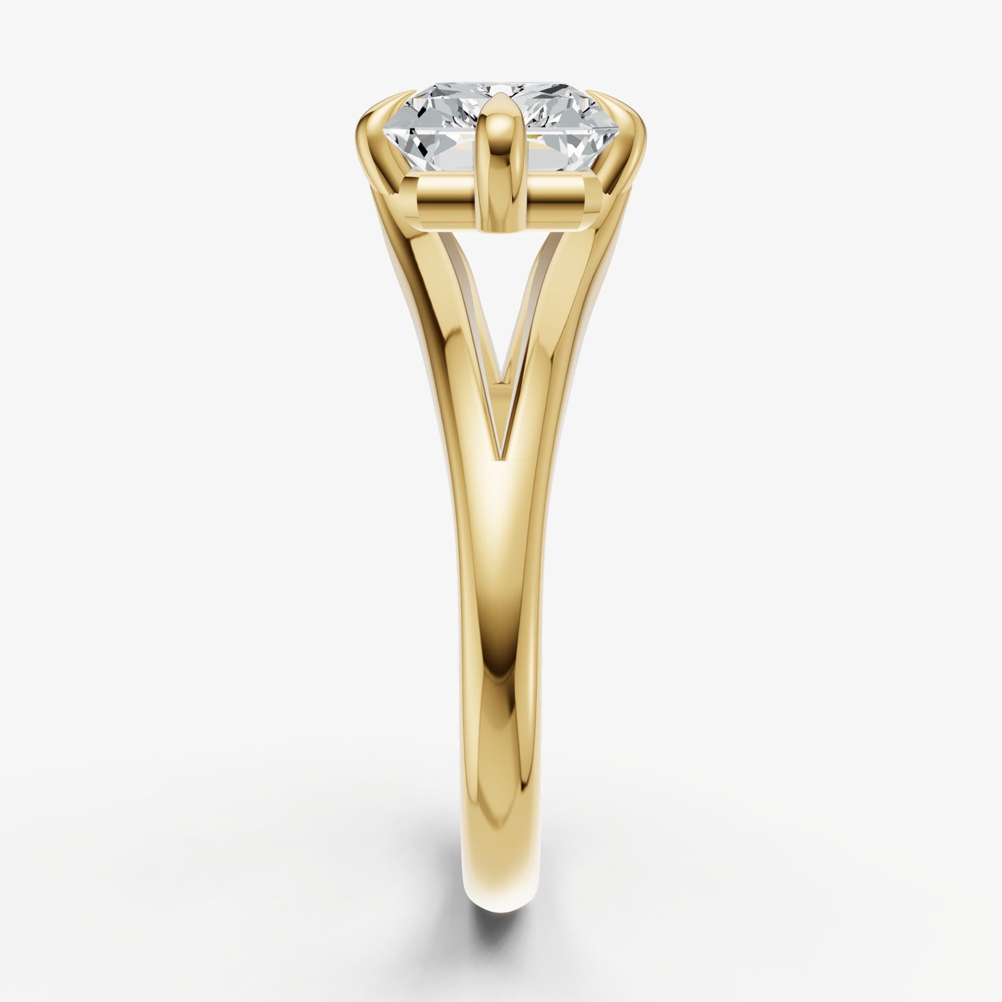Emerald Split Band Engagement Ring