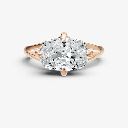 Elongated Cushion Split Band Engagement Ring