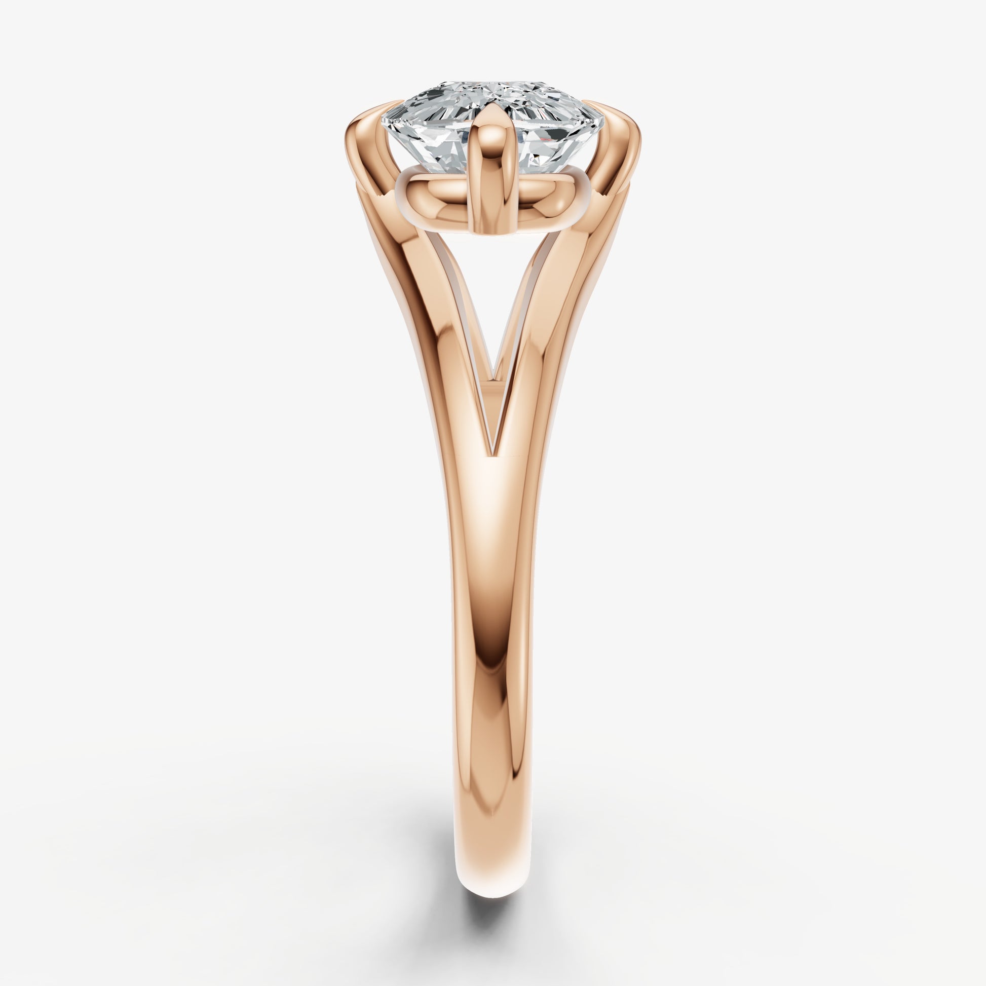 Elongated Cushion Split Band Engagement Ring