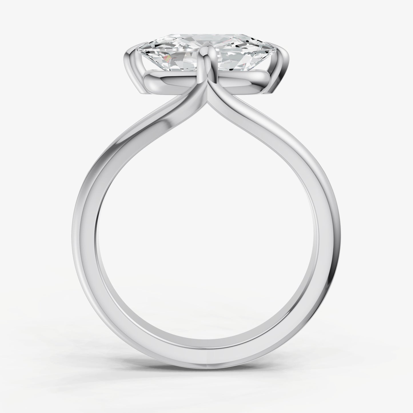 Elongated Cushion Split Band Engagement Ring