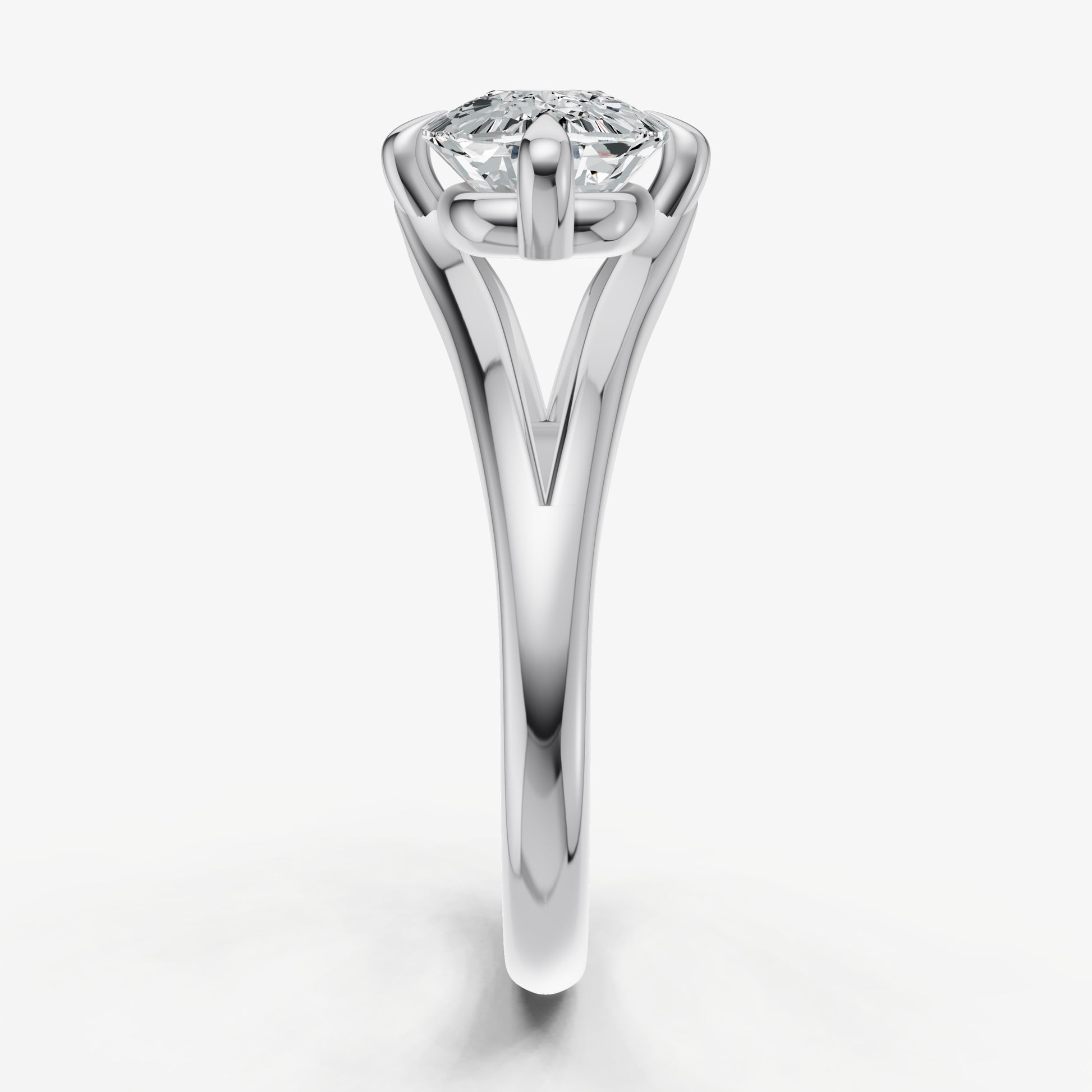 Elongated Cushion Split Band Engagement Ring