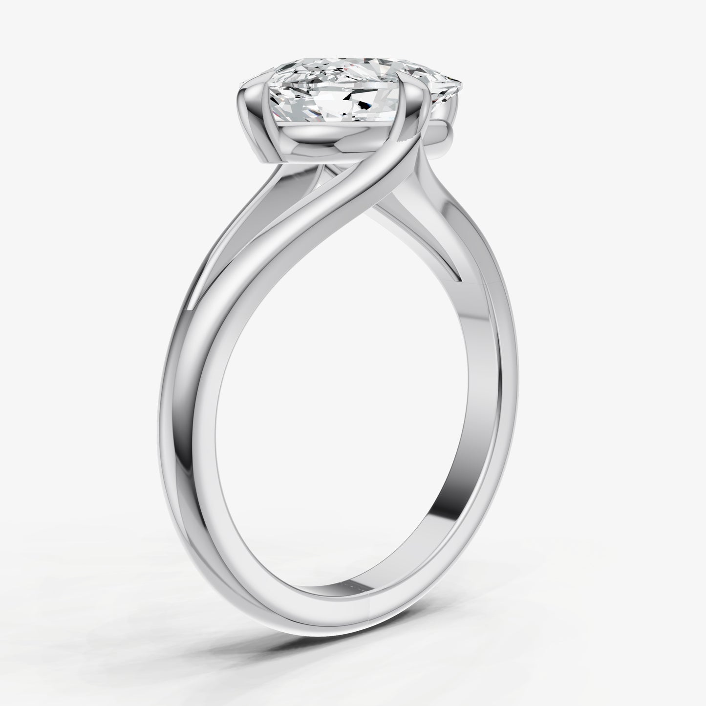 Elongated Cushion Split Band Engagement Ring