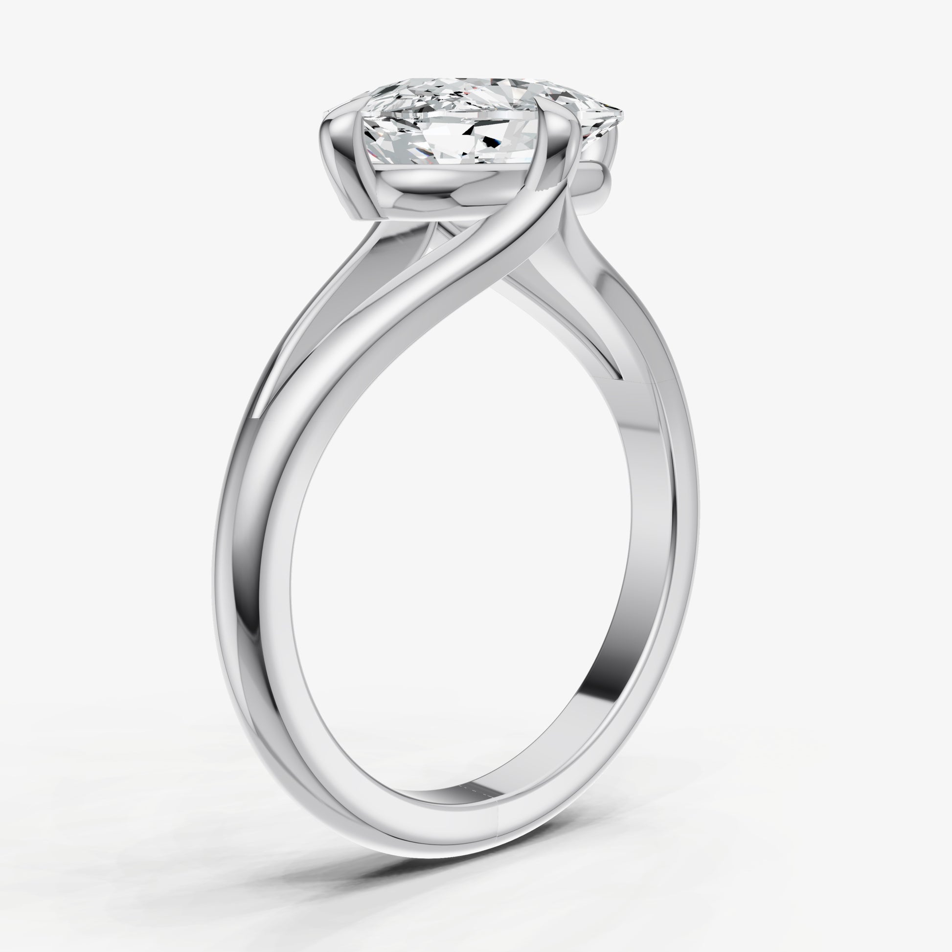 Elongated Cushion Split Band Engagement Ring
