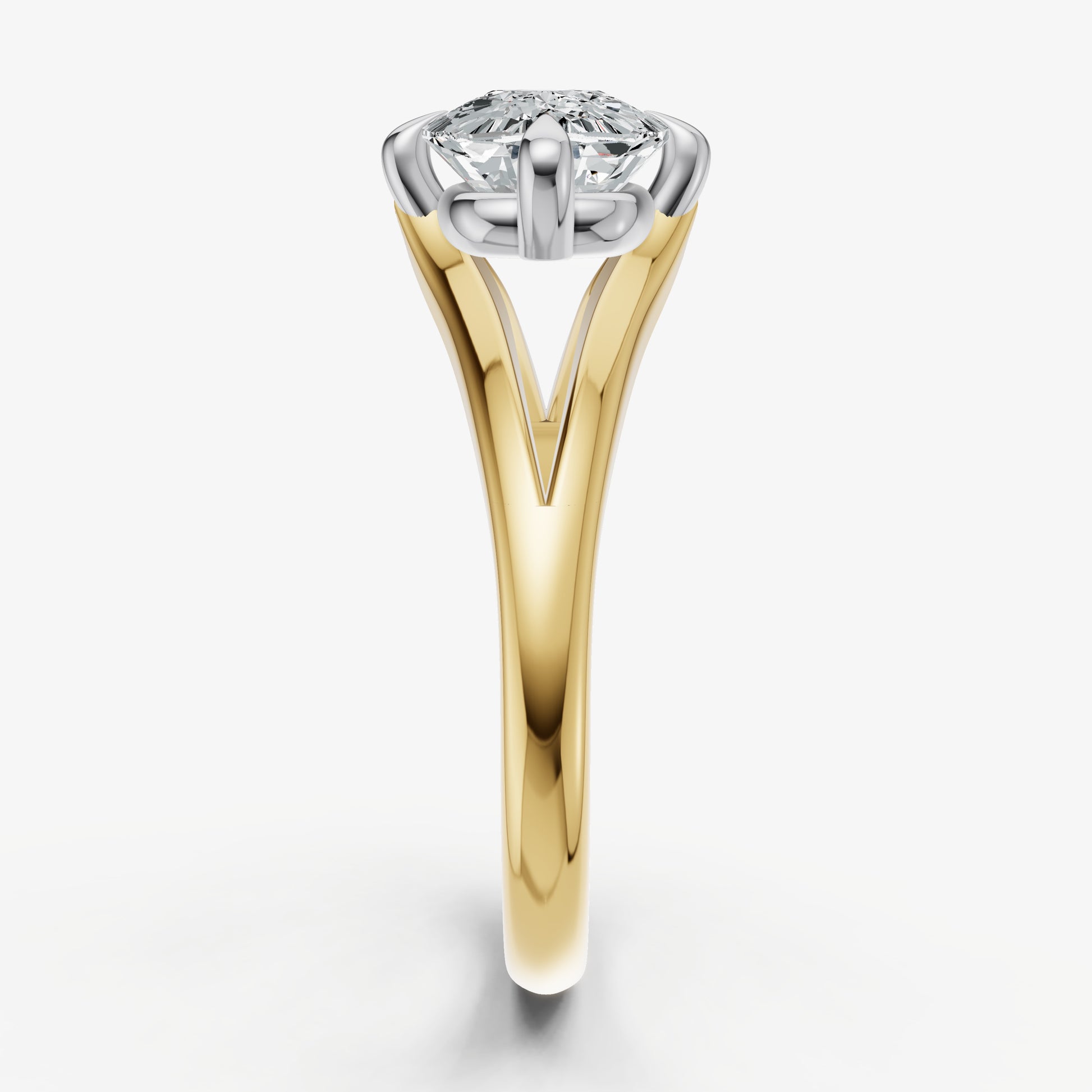 Elongated Cushion Split Band Engagement Ring