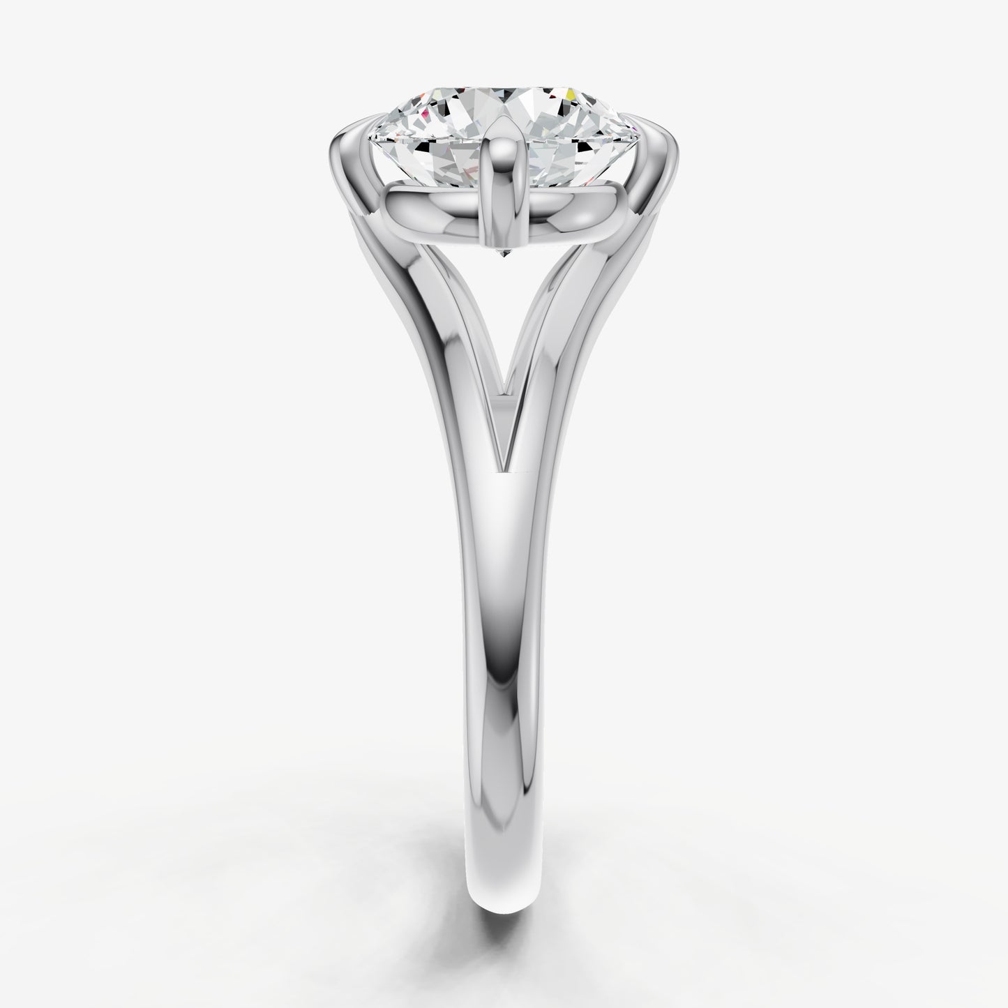 Round Split Band Engagement Ring