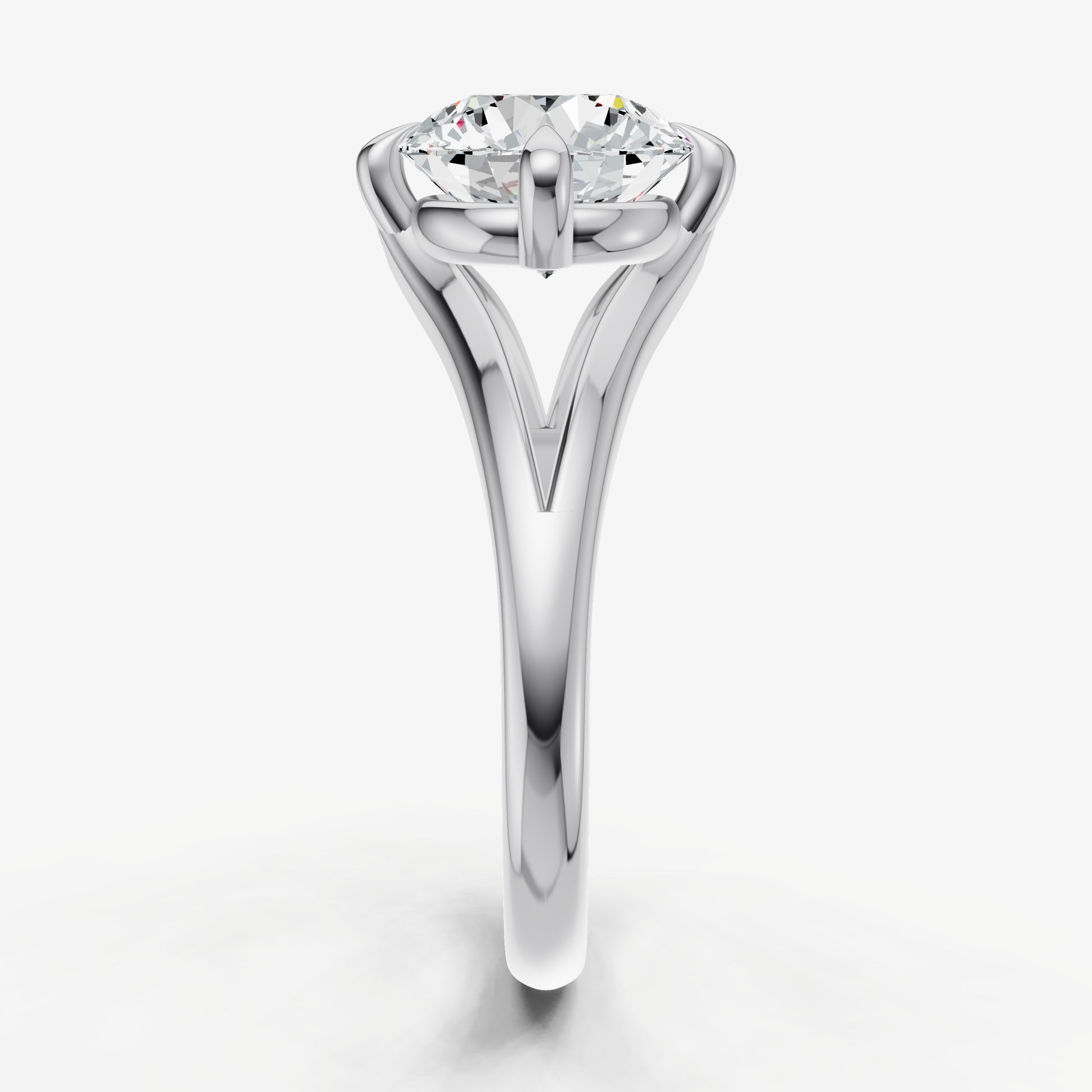 Round Split Band Engagement Ring