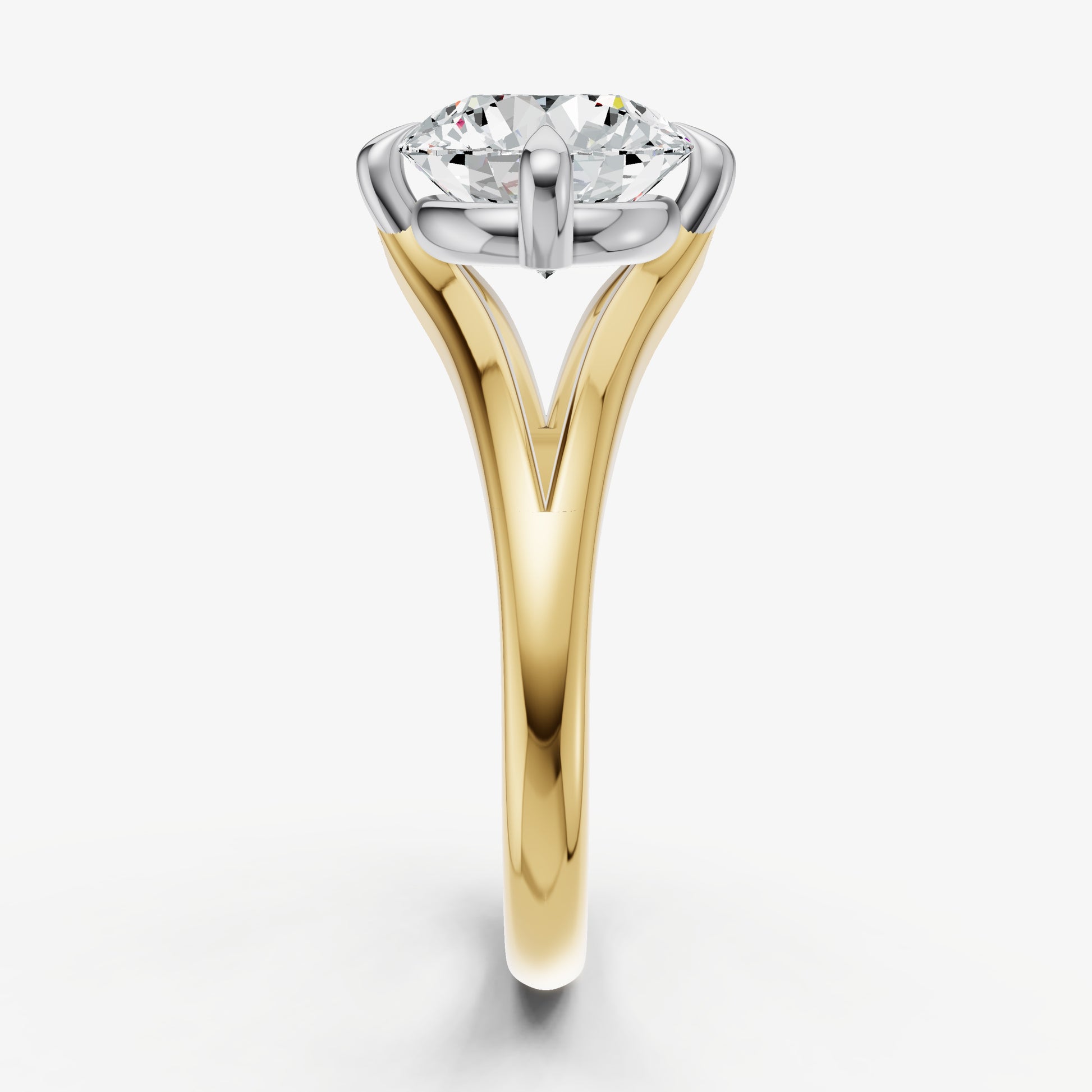 Round Split Band Engagement Ring