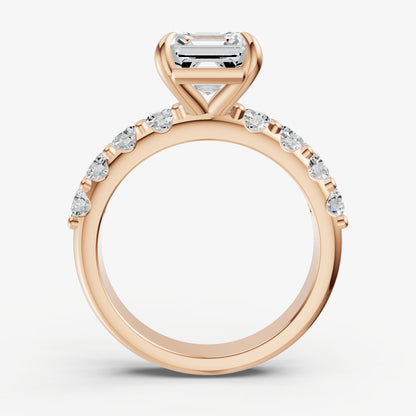 Asscher Solitaire Engagement Ring with Statement Diamond Band