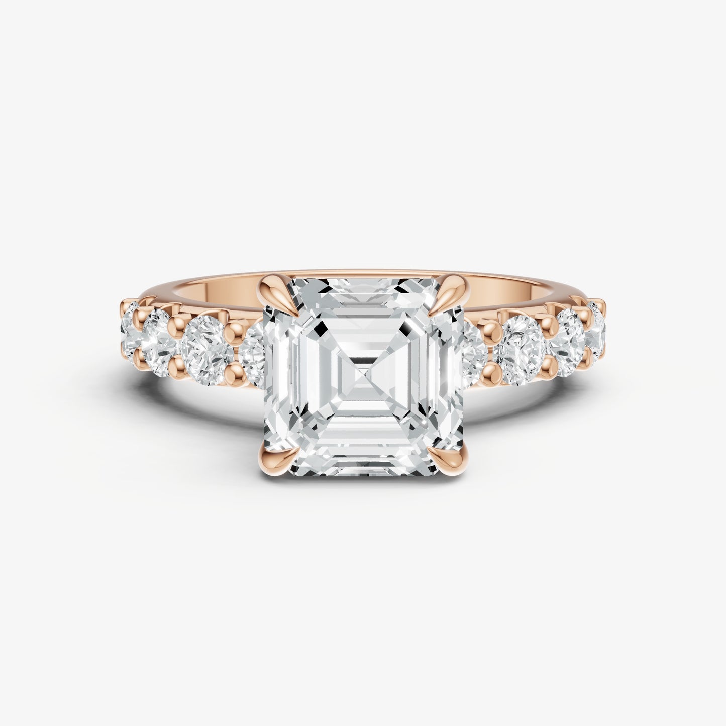 Asscher Solitaire Engagement Ring with Statement Diamond Band