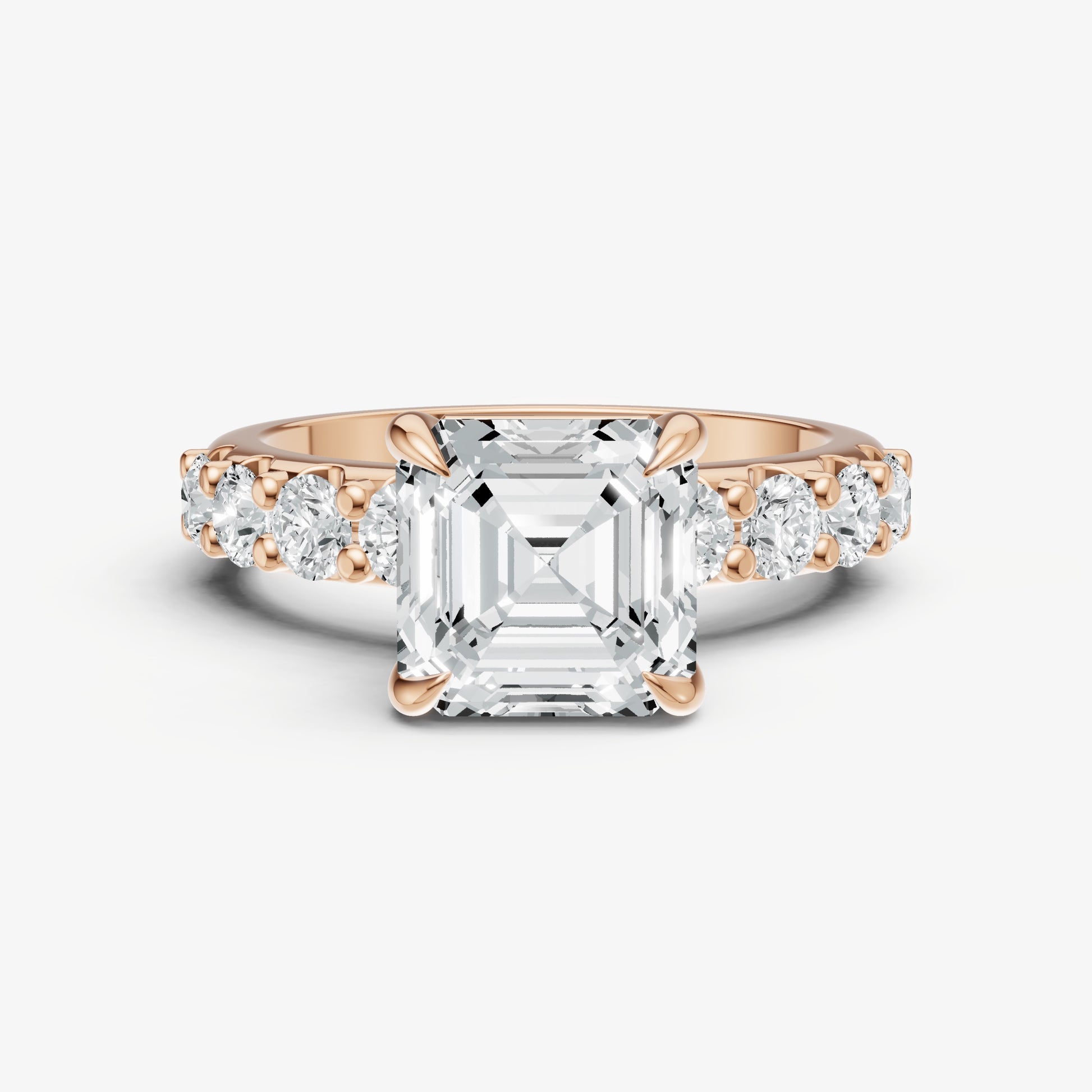 Asscher Solitaire Engagement Ring with Statement Diamond Band