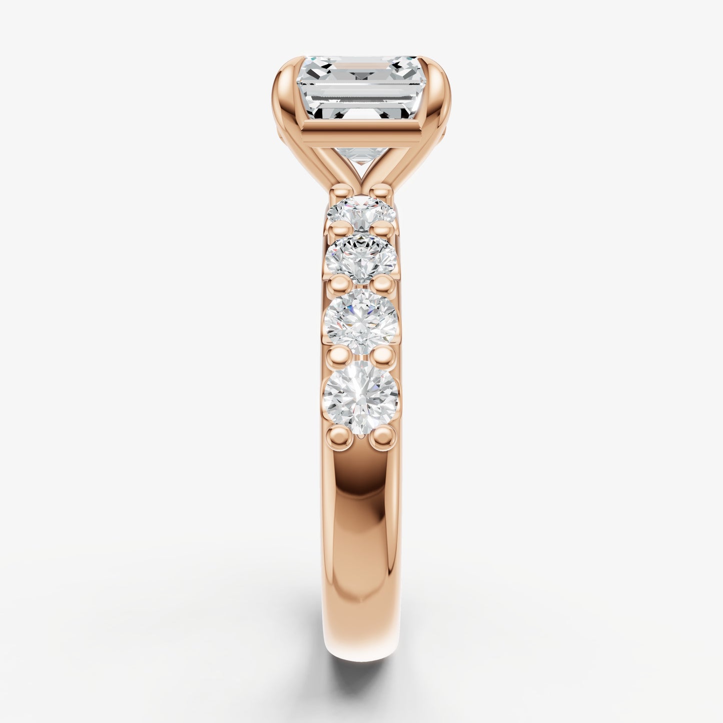 Asscher Solitaire Engagement Ring with Statement Diamond Band