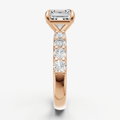 Asscher Solitaire Engagement Ring with Statement Diamond Band