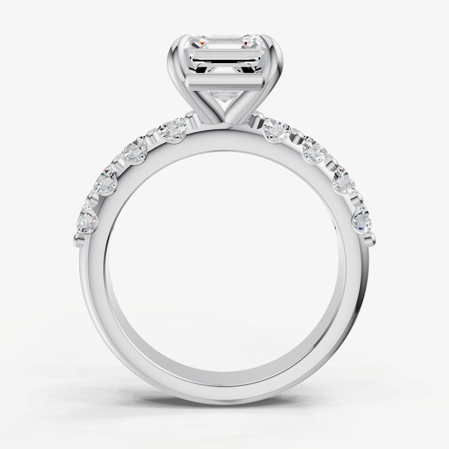 Asscher Solitaire Engagement Ring with Statement Diamond Band