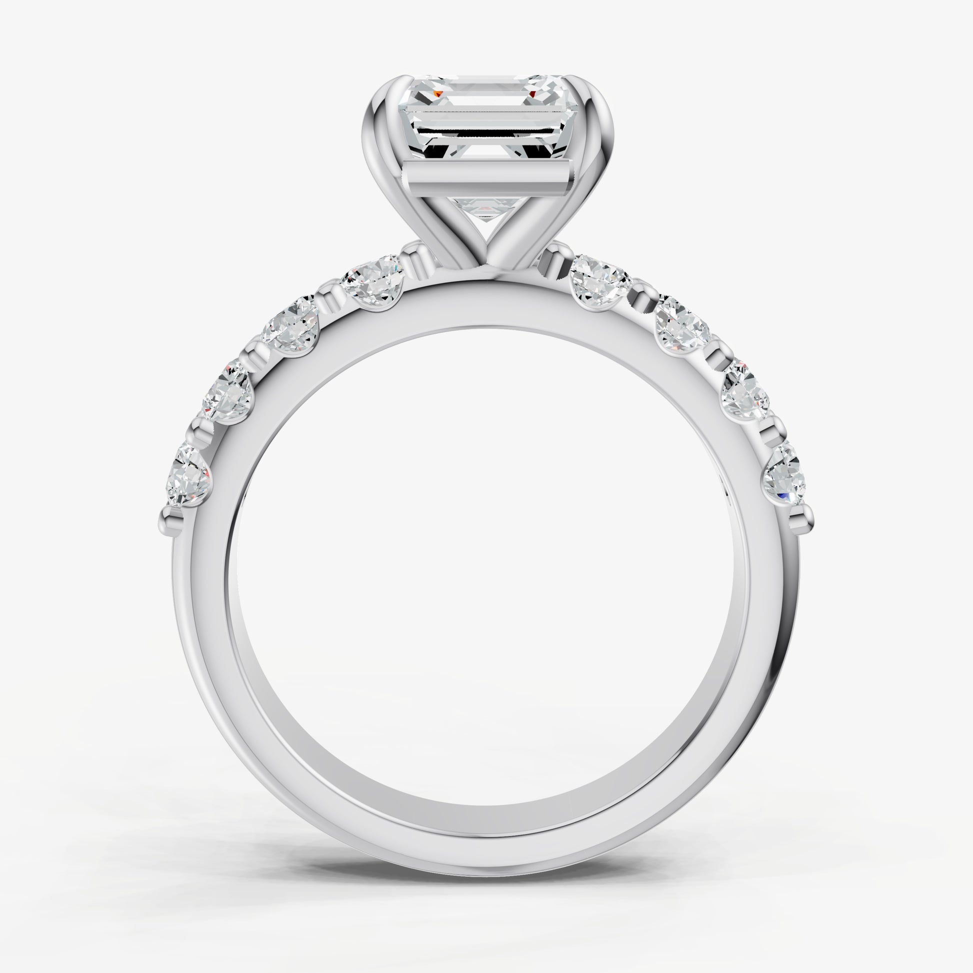Asscher Solitaire Engagement Ring with Statement Diamond Band