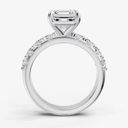 Asscher Solitaire Engagement Ring with Statement Diamond Band
