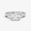 Asscher Solitaire Engagement Ring with Statement Diamond Band