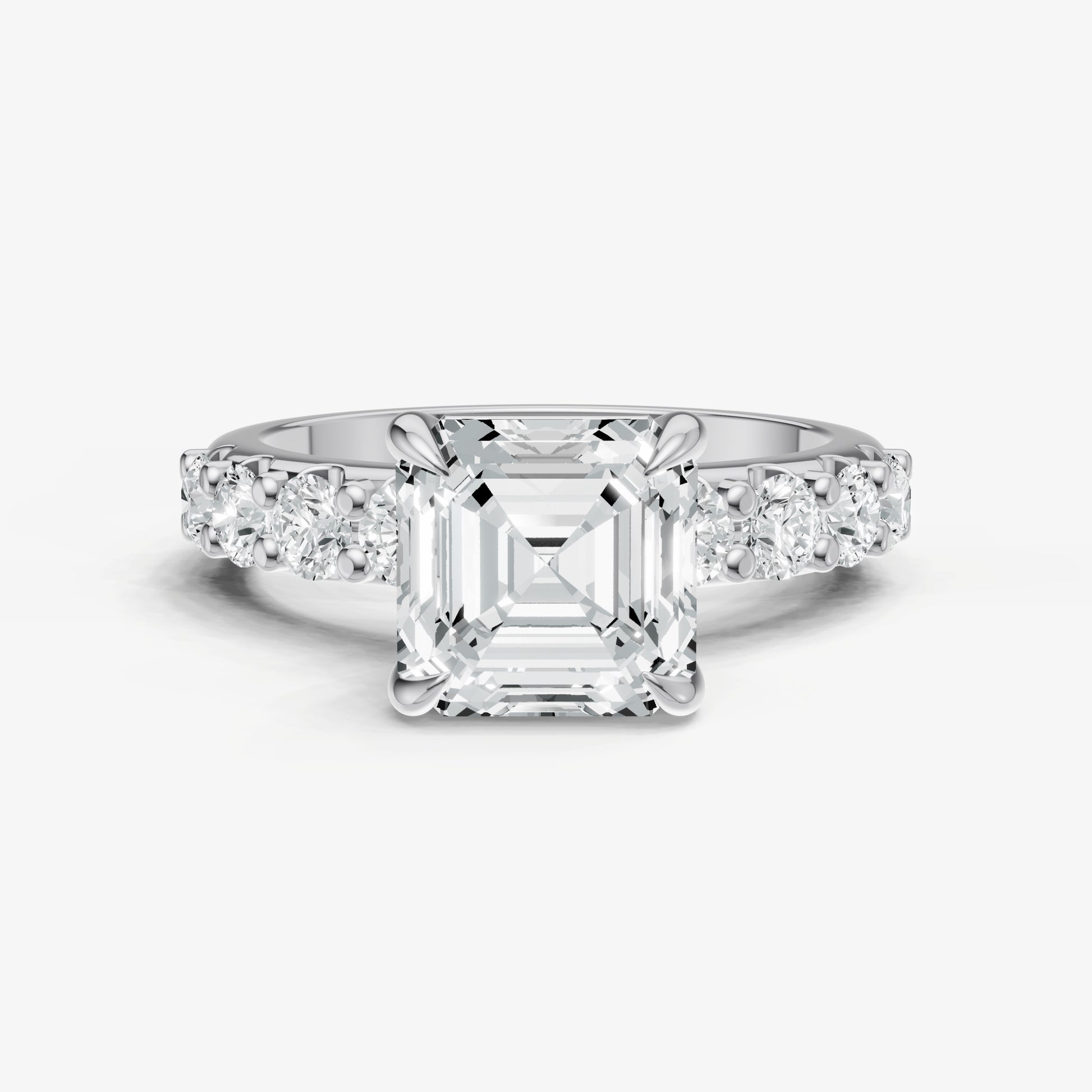 Asscher Solitaire Engagement Ring with Statement Diamond Band