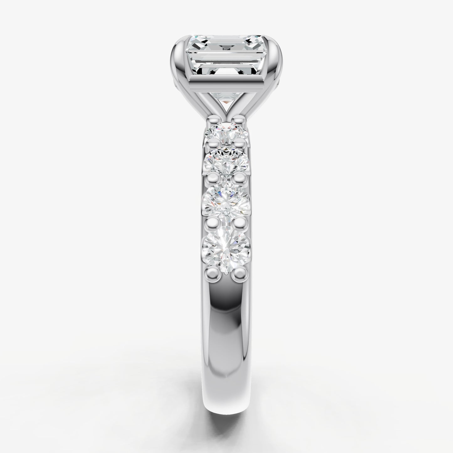Asscher Solitaire Engagement Ring with Statement Diamond Band